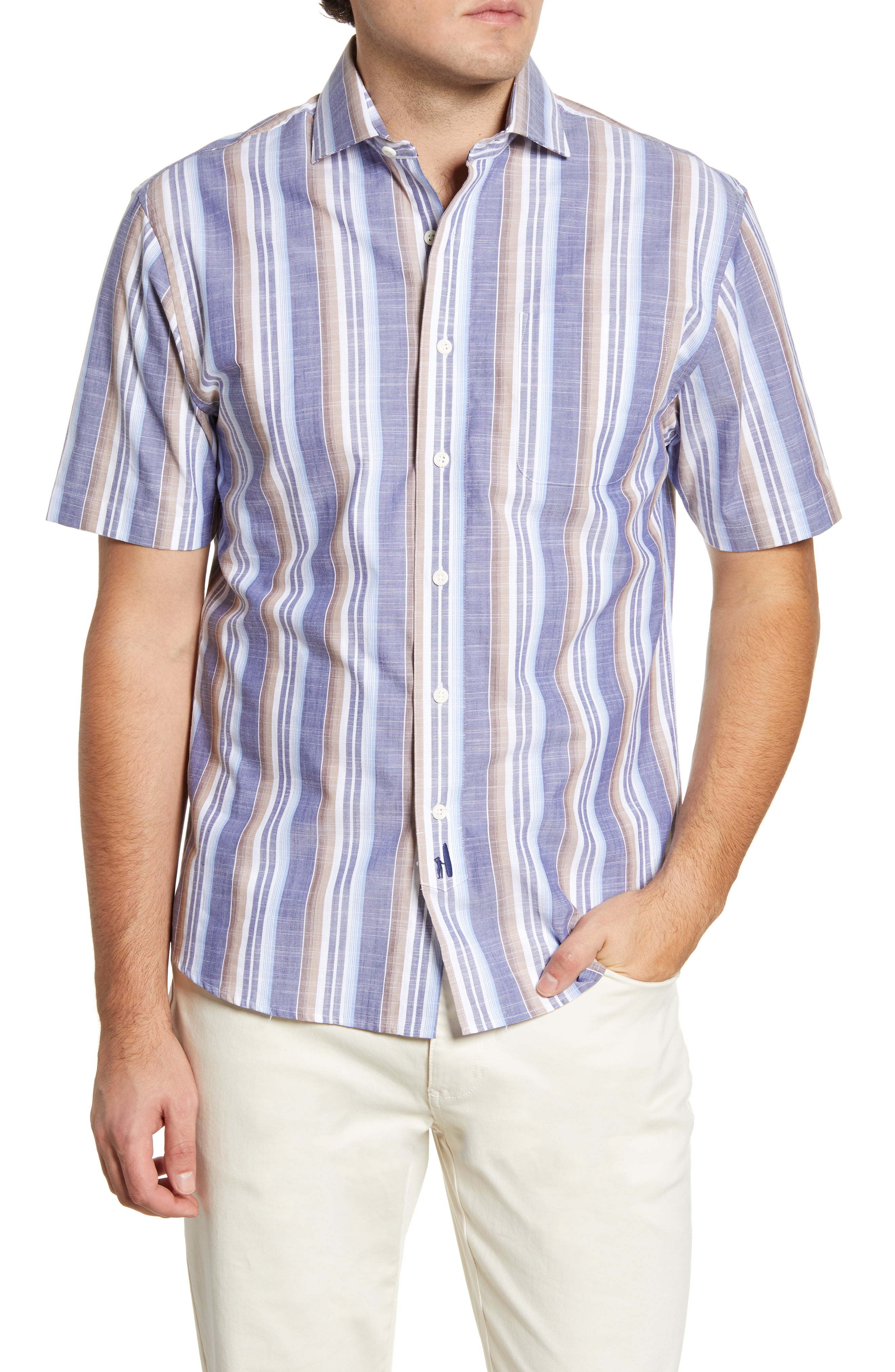 johnnie-O Hangin Out Cox Stripe Short Sleeve Button Up Shirt, $115 ...