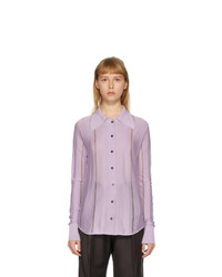Light Violet Vertical Striped Silk Dress Shirt