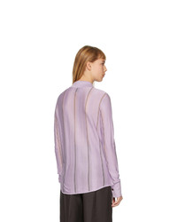 Eftychia Purple Silk Striped Shirt
