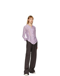 Eftychia Purple Silk Striped Shirt