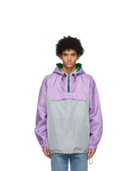 MSGM Purple Nylon Colorblock Jacket
