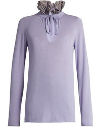 Sonia Rykiel Ruffled Neck Wool And Cashmere Blend Sweater