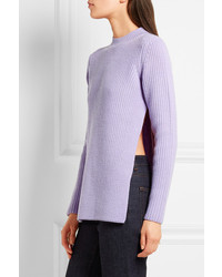 Carven Split Side Ribbed Wool Sweater Lilac