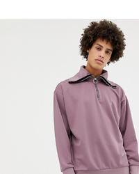 Noak Half Zip Funnel Neck Sweatshirt In Lilac