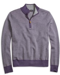 Brooks Brothers Merino Wool Birds Eye Half Zip Sweater