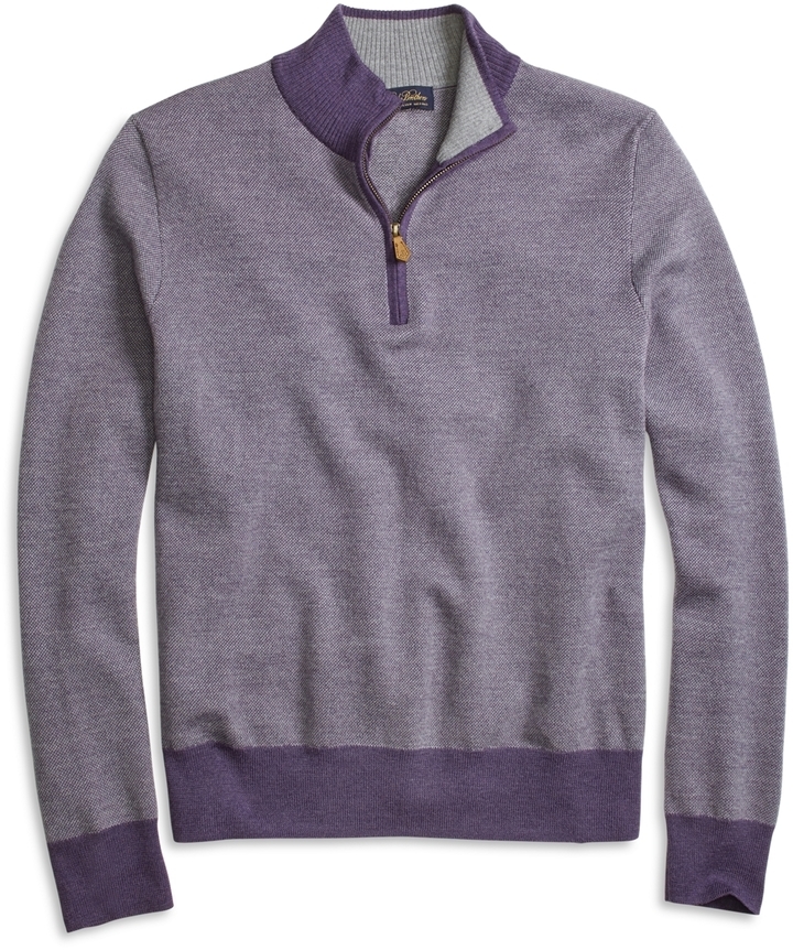 Brooks Brothers Merino Wool Birds Eye Half Zip Sweater, $198 