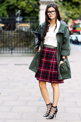 Red Plaid A-Line Skirt Outfits: 