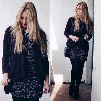 Purple Open Cardigan Outfits For Women: 