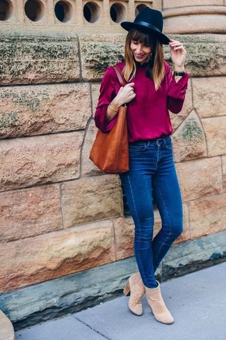 Purple Long Sleeve Blouse Outfits: 