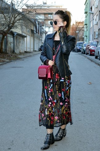 Black Embroidered Maxi Dress Outfits: 
