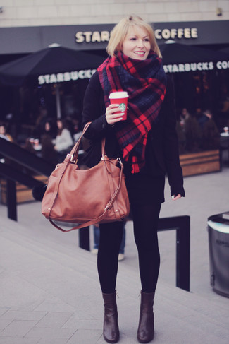 Burgundy Plaid Scarf Outfits For Women: 