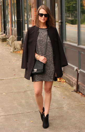 Black Suede Ankle Boots Dressy Outfits: 