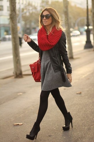 Grey Skater Dress Outfits: 