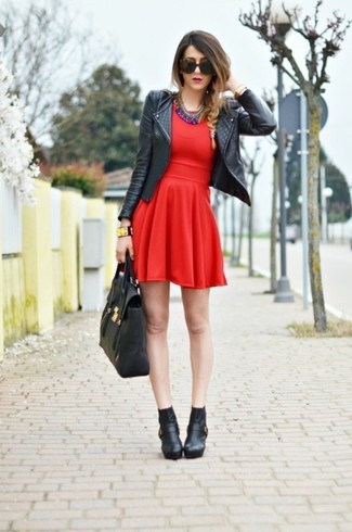 Red Skater Dress Outfits: 
