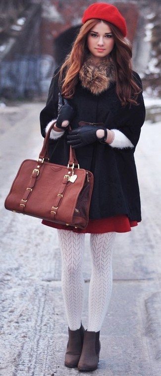 Black Leather Gloves Outfits For Women: 