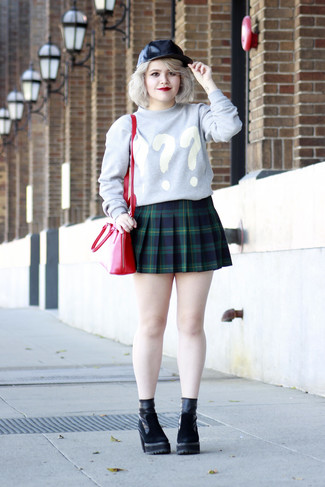 Navy Plaid Skater Skirt Outfits: 