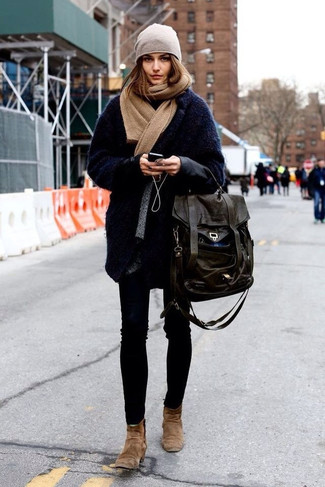 Navy Coat Winter Outfits For Women: 