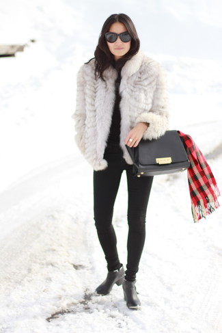 Red Plaid Scarf Winter Outfits For Women: 