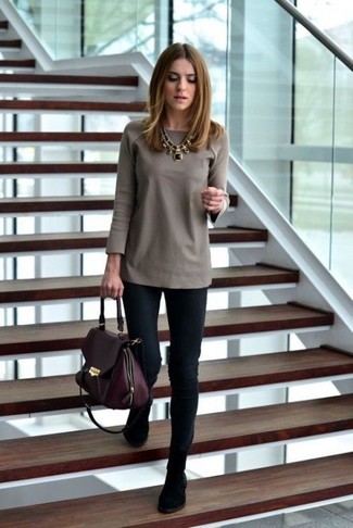 Burgundy Leather Satchel Bag Outfits: 