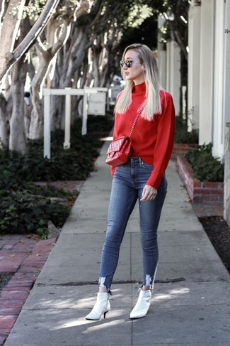 Blue Skinny Jeans Spring Outfits: 