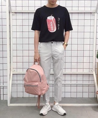 Hot Pink Backpack Outfits For Men: 