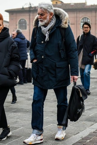 Grey Polka Dot Scarf Outfits For Men: 