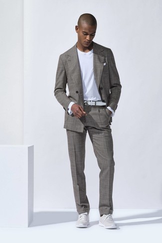 Charcoal Check Suit Casual Outfits: 