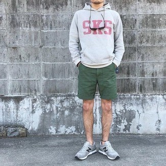 Dark Green Shorts Relaxed Outfits For Men: 