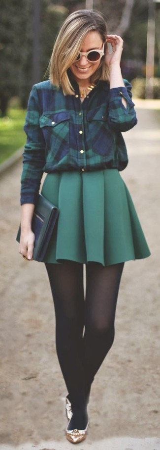 Olive Mini Skirt Outfits: 