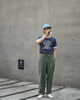 Light Blue Print Baseball Cap Outfits For Men: 