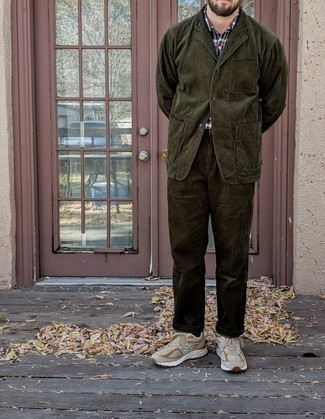 Olive Corduroy Suit Outfits: 
