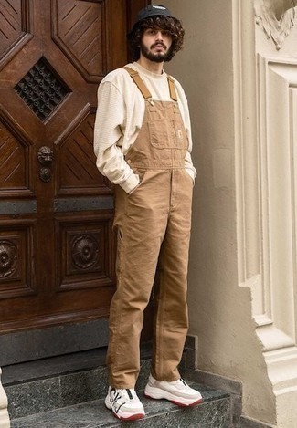 Beige Overalls Outfits For Men: 