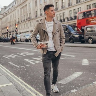 Beige Biker Jacket Outfits For Men (32 ideas & outfits) | Lookastic