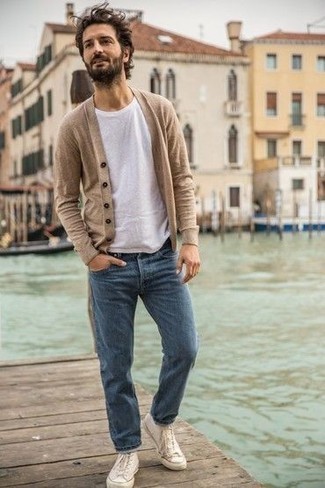 tan sweater mens outfit