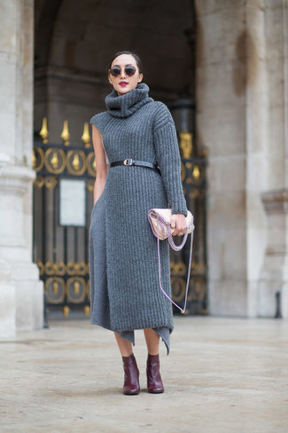 Grey Knit Sweater Dress Outfits: 