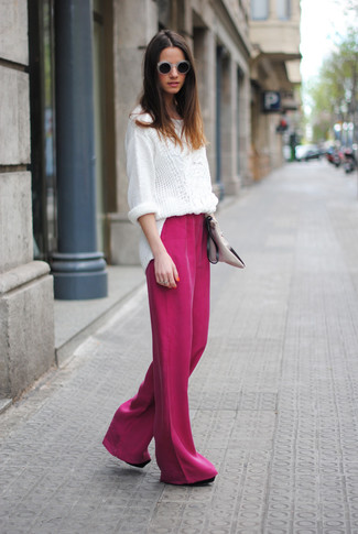 Hot Pink Wide Leg Pants Outfits: 