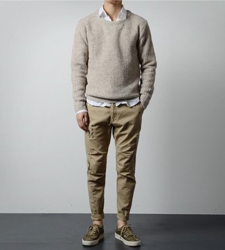 Slider Tapered Cord Trousers Clay Beige