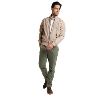Tan Harrington Jacket Outfits: If you gravitate towards casual style, why not pair a tan harrington jacket with olive chinos? This ensemble is finished off nicely with a pair of dark brown leather desert boots.