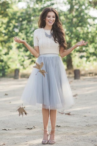 Grey Tulle Full Skirt Outfits: 