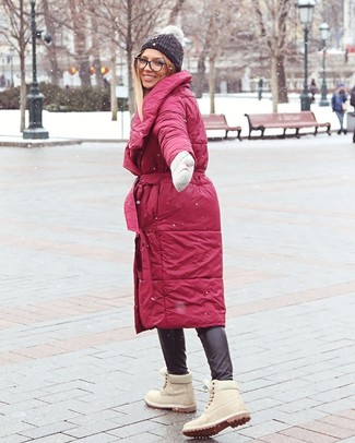 Red Puffer Coat Outfits For Women: 