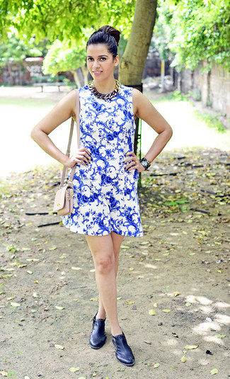 White and Blue Print Skater Dress Outfits: 