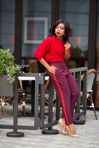 Purple Tapered Pants Outfits For Women: 