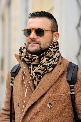 Tan Scarf Outfits For Men: 