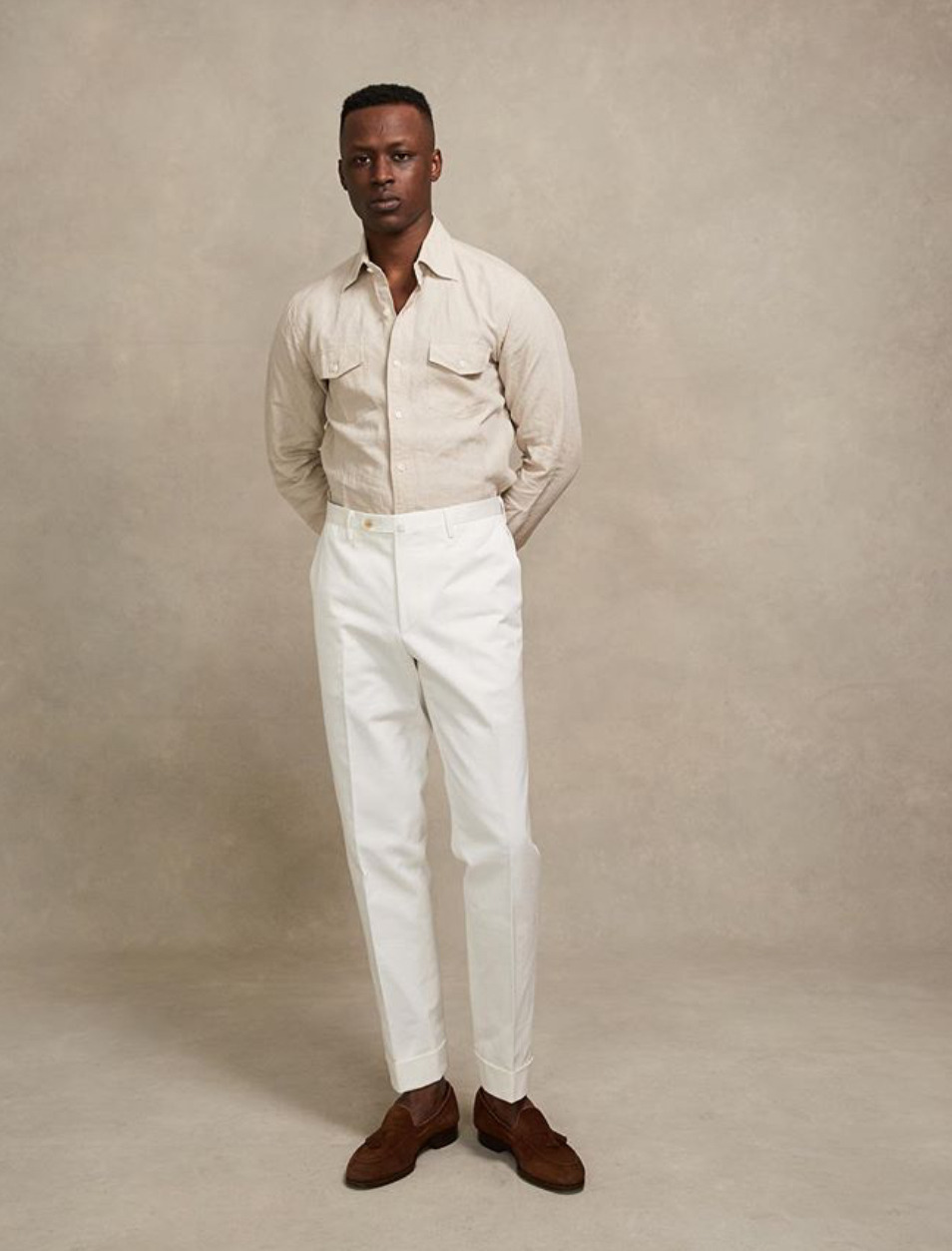 Cream cotton trousers for man – Kiton USA