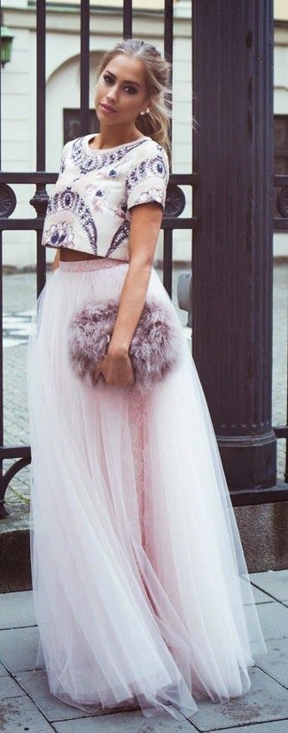 Tulle Maxi Skirt Antique Rose