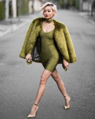 Olive Bodycon Dress Outfits: 