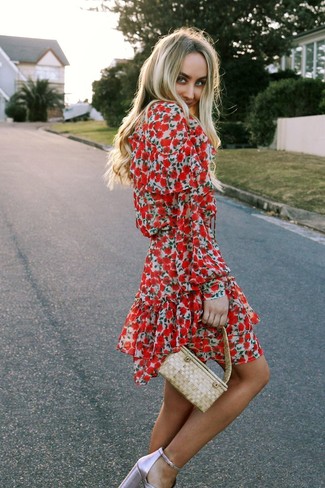 Red Floral Skater Dress Outfits: 