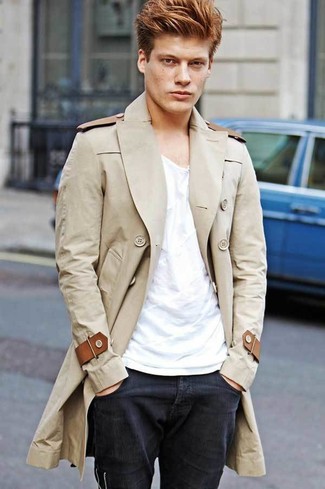 Beige Peached Trench Coat