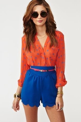 Blue Shorts Outfits For Women: 