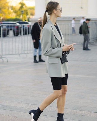Grey Double Breasted Blazer Fall Outfits For Women: 